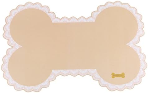 ShungHO Pet Placemat Cute Bone Shape Food Contaier Water Bottle Feeding Placemat Pet Supplies,Beige