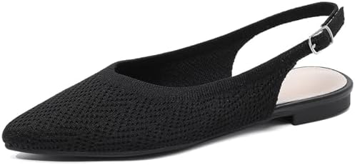 Amazon.com | WONDERWAY Women Slingback Flats Tweed Pointed Toe