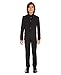 Calvin Klein Boys Bi-Stretch Blazer Suit Jacket, 2-Button Single Breasted Closure, Buttoned Cuffs & Front Flap Pockets, Black, 12