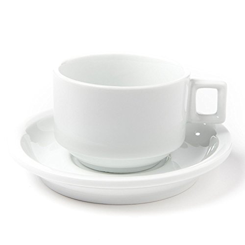 Huji Fine Porcelain 3.2 oz. Espresso Turkish Tea Coffee Cups and Saucers Drinkware Gift Set (4 Cups, 4 Saucers)