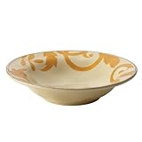 Rachael Ray Dinnerware Gold Scroll 10-Inch Round Serving Bowl, Almond Cream