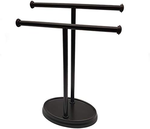 Retroone Freestanding Hand Towel Rack-Stainless Steel Double Holder for Bathroom Accessories-Black