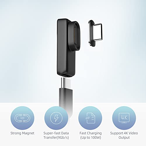 USB C Magnetic Adapter Type C Connector: USB 3.1 Charging Cable Switcher Converter - PD 100W Quick Charge - 9GB/s Data Transfer 4K@60Hz Video Output - Compatible with MacBook Pro/Air USB C Devices