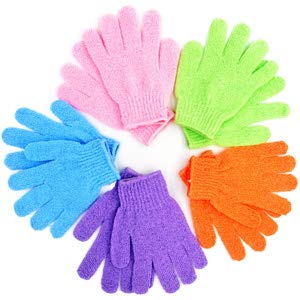 The AOLANS Bath Exfoliating Gloves Shower Gloves are designed to leave your skin refreshed and revitalized. This pack includes a total of 10 gloves (5 pairs) in assorted 5 colors, making them perfect for sharing with family and friends. Each glove has a size of 8'' x 5.5'' and can be used to scrub and exfoliate your entire body. They are ideal to use during your daily bath to stimulate blood circulation and relieve skin problems.