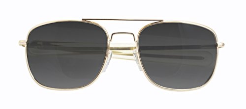HUMVEE HMV-57B-GOLDPolarized Bayonette Style Military Sunglasses with Gray Lens and Gold Frame, 57mm