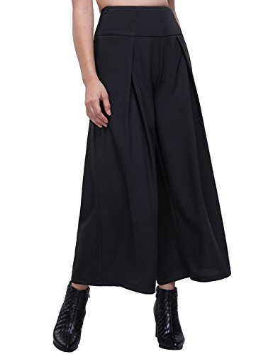 Fancyqube Women's Casual Wide Leg Loose High Waist Palazzo Pants Black M