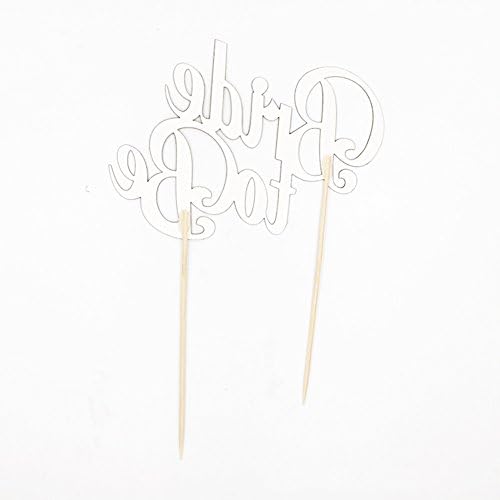 Yovvin Cake Topper Straw Inserted Paper Card Cupcake Topper Cake Decor Wedding Birthday Party (Bride to be Silver)