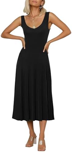Dress the Population Womens Catalina Solid Sleeveless Fit & Flare Midi Dress,  Black, XX-Small US at Amazon Women's Clothing store