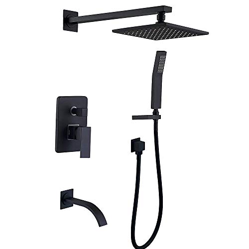 Shower System Matte Black Shower Faucet set with 8 inches Rain Shower