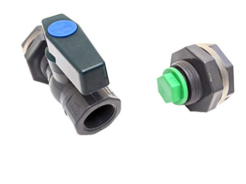 Rain Barrel Essential Kit with 3/4" PVC Ball Valve Spigot and Drain Valve Plug For Rain Barrels, Water Tanks, Aquariums, Tubs, Pools