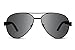 TREEHUT Wooden Bamboo Sunglasses Temples Classic Aviator Retro Metal Frame Top Gun Wood Sunglasses (Black Frame, Grey Lenses)