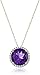 Amazon Essentials 10K Yellow Gold Amethyst Round with Created White Sapphire Pendant Necklace, 18