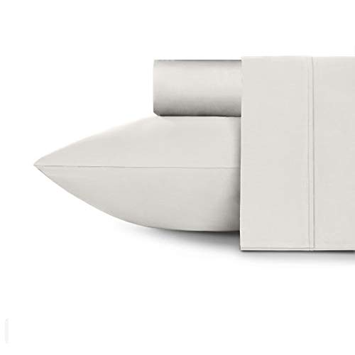 100% Cotton Bed Sheet Set - 400-thread-count Pure Cotton King Size Fitted Sheet & 2 Pillowcase, Fits Mattress 41cm Deep Pocket (Ivory, King)