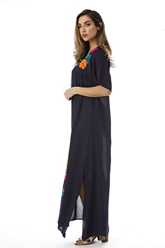 Riviera Sun Long Embroidered Dresses for Women 21861-NVY-M Navy