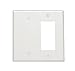 Leviton 80608-W 2-Gang 1-Blank 1-Decora/GFCI Device Combination Wallplate, Midway Size, Thermoset, White primary
