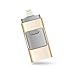 USB Flash Drive,Fengz 3.0 Flash Drive 128 GB, USB 3.0 External Storage Retractable USB Memory Stick-Gold[3-in-1 (PC-Mobile-Phone)]