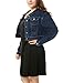 uxcell Women's Plus Size Button Closed Cropped Denim Jacket Dark Blue 2X