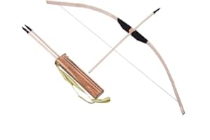 HGUIM Kids Bow Arrow and Wood Quiver Set 3 Safe Arrows Traditional Handmade Bamboo Kids Toy Gifts