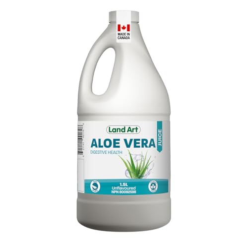 Pure Aloe Vera Juice - Unflavoured - Cold-Processed - Organic Fresh Leaves - Supports Digestive Health - Vegan - Ideal for Guts - Constipation Relief - Made in Canada - 1.5L
