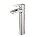 Wovier Brushed Nickel Waterfall Bathroom Sink Faucet,Single Handle Single Hole Vessel Lavatory Faucet,Basin Mixer Tap Tall Body