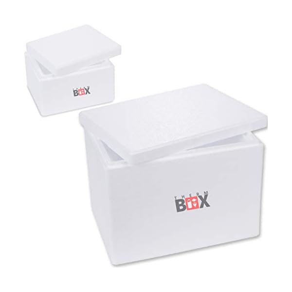 THERM BOX Set XL & S Styroporbox Thermobox für Essen Getränke - Styropor Kühlbox Warmhaltebox Wärmebox Wiederverwendbar