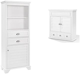 Home Square 2 Piece Bathroom Furniture Set with Medicine Cabinet and Linen Cabinet in White