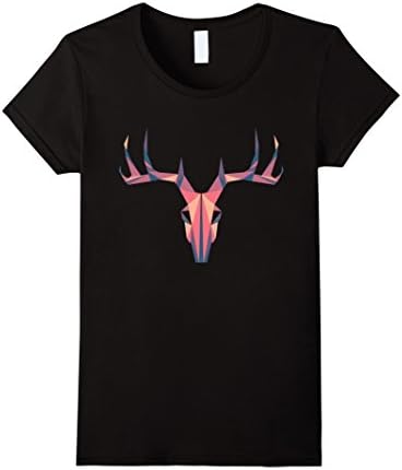 Womens The Happy Floof : Geometric Deer Skull Shirt XL Black