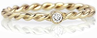 Conflict Free Diamond Twisted Band Ring - 14k Yellow Gold, 14k Palladium White Gold, 14k Rose Gold, 950 Palladium, Platinum - Engagement Ring Promise Ring Wedding Anniversary