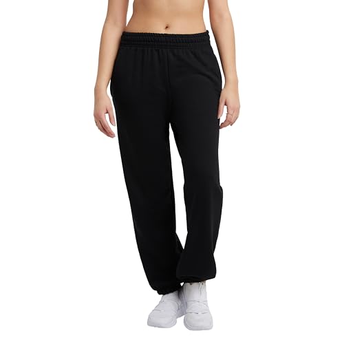 Champion Womens Cinched-Bottom Fleece Sweatpants, Oversized Fit, Midweight