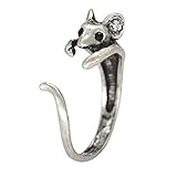 Boho Chic Vintage Silver Brass Knuckle Adjustable Mouse Animal Wrap Weeding Ring