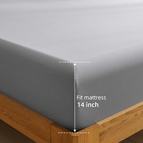 Buyoung Queen Bed Sheet Set - 4 Piece Set,14 inch Deep Pocket,1800 Microfiber, Ultra Soft,Wrinkle Free,Fade, Stain Resistant Washable,Breathable,1 Fitted Sheet,1 Flat Sheet,2 Pillowcases(Grey)