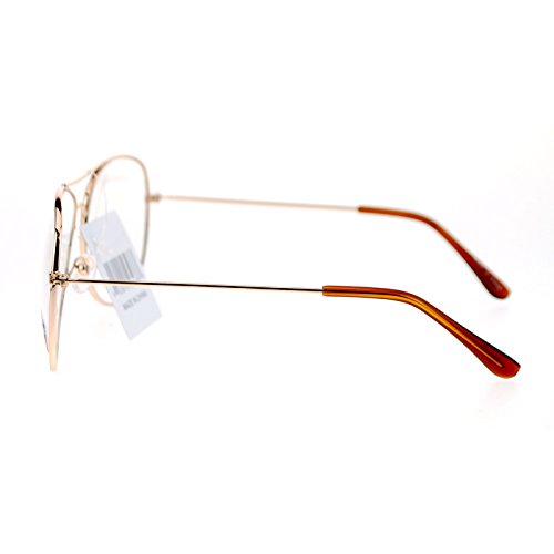 SA106 Classic Wire Rim Tear Drop Shape Aviator Clear Lens Eye Glasses Gold