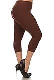 Leggings Depot Womens Popular PLUS CAPRI CROPPED SOLID HIGH WAIST LEGGINGS