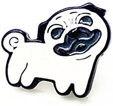 Daisies Pug with Curly Tail Shaped Enamel Brooches Pins for Dog Lovers