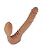 REALDOE ® Classic Silicone Strapless Strap-on Harness-Free Double Dildo (Without Vibrator) Medium Size in Cocoa Tan