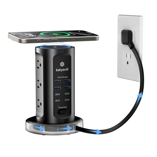 Kakyanill Power Strip Tower 9 AC 8 USB Ports