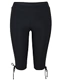 Hilor Women's Rash Guard Board Shorts UPF50+ Sports Capris Swim Bottom Skinny Surfing Tights Leggings Black 18