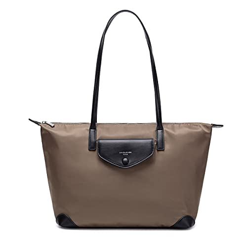 David Jones - Women's Nylon Tote Bag - Waterproof Nylon Shopper - Foldable Handbag - Shoulder Bag Large Capacity - Totalizer Shopping Bag - Travel Beach Shop Fashion, Brown Mole, Elegant