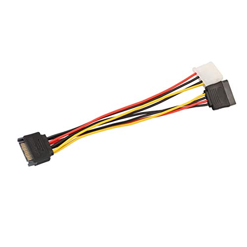 15 Pin SATA Male to 4Pin IDE Molex Female + SATA Female Power Cable Cord 18AWG 1 to 2 Power Line for Motherboard & Hard Disk - Thumbnail 6