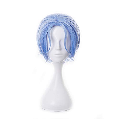 Yamia Anime SK8 the Infinity Langa Hasegawa Cosplay Wig Blue Short Curly Hair with Free Wig Cap