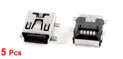 uxcell 5 Pcs Mini USB Type B Female Port 5-Pin 180 Degree SMD SMT PCB Jack Socket