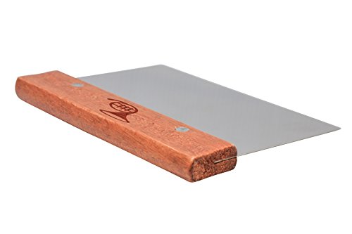 Stainless Steel Dough Scraper With Wooden Handle - Wooden Dough Scraper With Laser Engraved French Horn Design - Pie, Pizza, And Bread Dough Scraper And Pasta Cutter