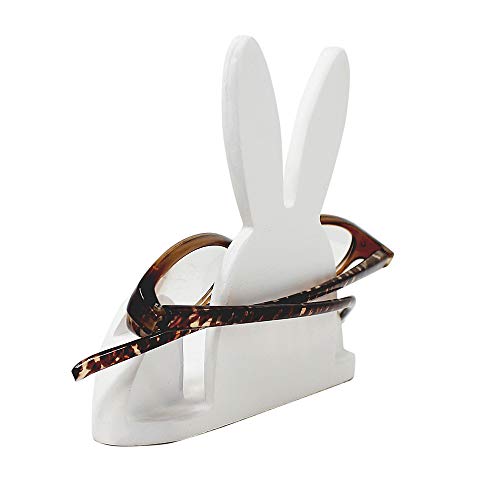 JewelryNanny Fun Animal Eyeglass Holder Stand for Kids Women - Securely Hold Kids Eyeglasses, Adult Reading Glasses Like Glasses Organizer for Desk, Bedside Nightstand - Rabbit