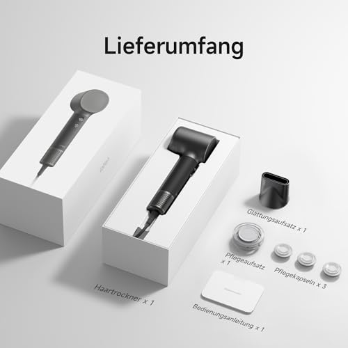 Laifen Neo Special Hair Dryer with Refillable Oil Infusion, 110,000 RPM for 3 Minutes Quick Drying, 200 Million Ion Hair Dryer, 58°C Care Mode, Includes Magnetic Care Nozzle & Straightening Nozzle (Onyx Black)