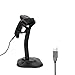 UNIDEEPLY, Barcode Scanner 1D Handheld Wired Barcode Reader, USB Laser Barcode Scanner, POS Scanning Reader for Retails, Black Color (Black) (Auto-Sense+with Stand)