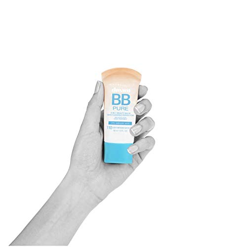 MAYBELLINE DREAM PURE SKIN CLEARING BB CREAM, 8-IN-1 SKIN PERFECTING BEAUTY BALM WITH 2% SALICYLIC ACID, SHEER TINT COVERAGE, OIL-FREE, MEDIUM, 1 COUNT