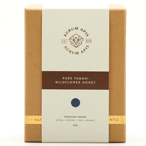 Aurum Apis Fresh Yemeni Honey, Traditional Wildflower 100% Raw Unfiltered Mountain Honey | Pure Organic | Hand Harvested | Rich Nutrients | Natural Unfiltered | Healthy Gift Pack – 330g