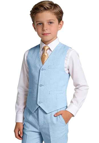 Trasign Linen Suits for Boy Size 8 Blue Suits Tuxedo for Kids Prom Bitrhday at Amazon