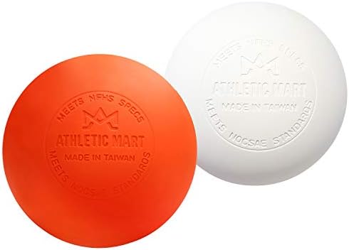 ATHLETIC MART マッサージボール 2個 [収納袋つき] ラクロスボール 公式試合球 ストレッチボール 筋膜リリース 肩 首 腰 太もも ふくらはぎ 足裏ツボ押し トリガーポイント オレンジ×イエロー オレンジ×ホワイト