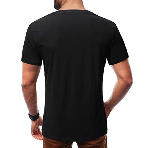 YKARITIANNA Fashion Men Casual Summer Print Short Sleeve O-Neck Tops Blouse T-Shirt Black